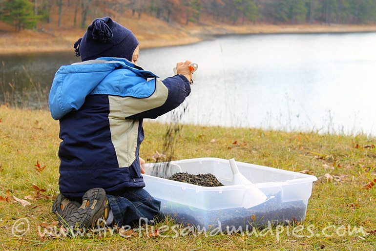Bird Seed Sensory Bin | Fireflies and Mud Pies