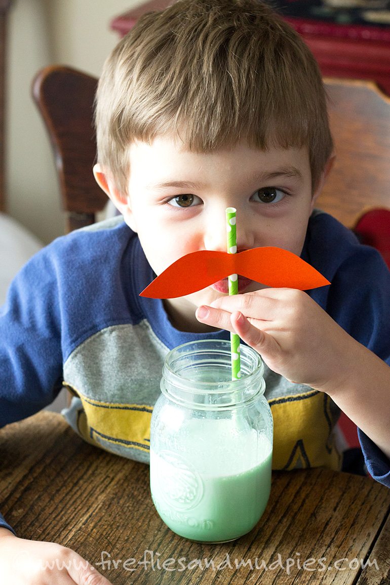 These mustache straws make you look like a leprechaun as you drink your green milk.