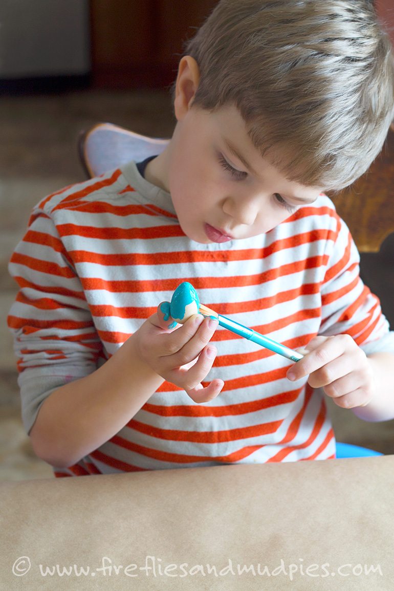 Painting Wooden Bird's Eggs | Fireflies and Mud Pies